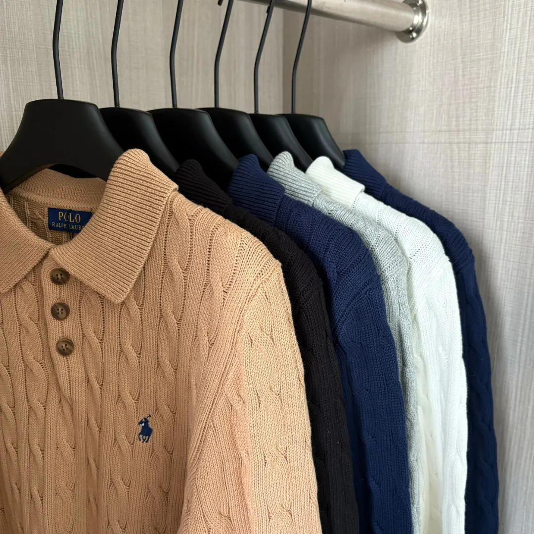 P240 RALPH LAUREN Ralph Lauren six-color classic small label embroidery polo collar short-sleeved buttoned pullover knitted sweater tops for men and women six colors Color: white, black, navy blue (red label), gray, khaki, navy blue (white label) Size: S M L XL Material: cotton